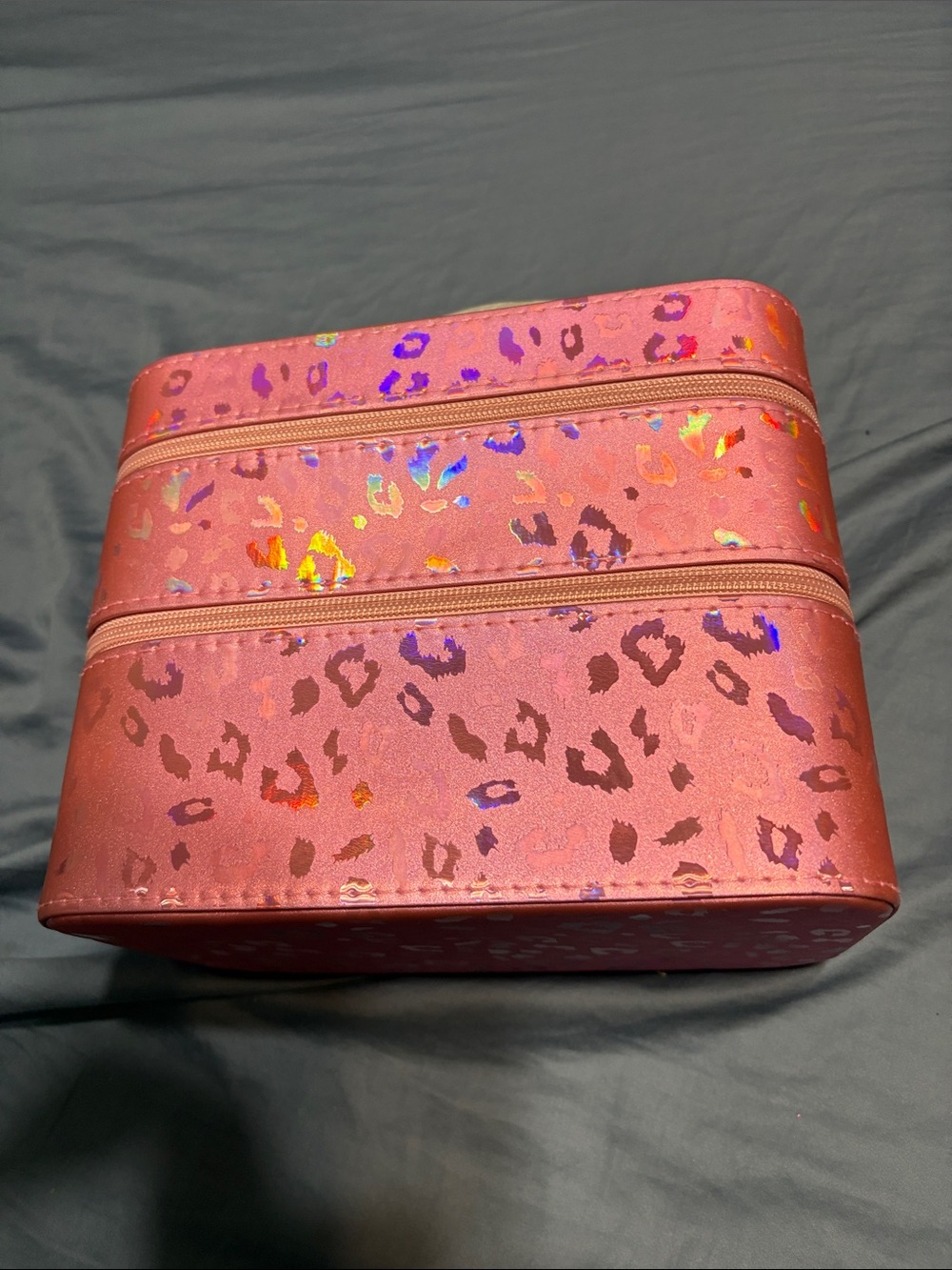 Imoshion Pink Holographic Leopard Makeup Case double size nwt - Picture 14 of 16